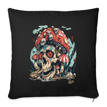 Forest of Horrible Skull Skull Mushrooms - Sofa pillow with filling 45cm x 45cm - black - Front