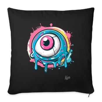 The cool paint splash eye - Sofa pillow with filling 45cm x 45cm - black - Front