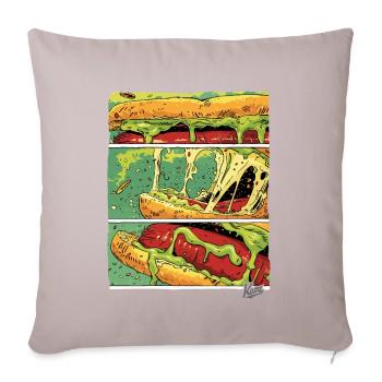 Planches BD : Saucisse monstre au fromage dans un petit pain - Coussin et housse de 45 x 45 cm - taupe clair - Devant
