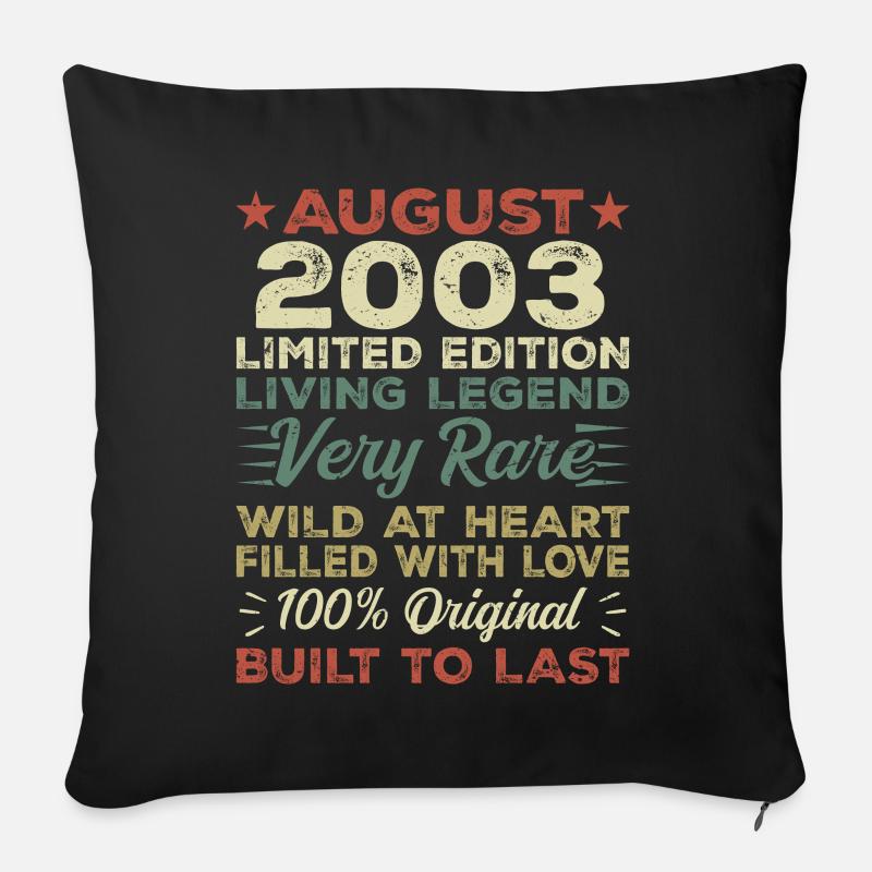 August 2003 - Geschenkidee Für August 2003 - 2003 - Sofakissen mit Füllung 45 x 45 cm - Schwarz
