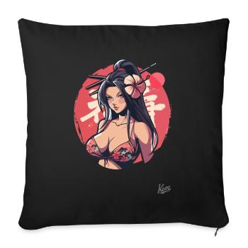 Sur la plage, une fille au Japon Okinawa - Coussin et housse de 45 x 45 cm - noir - Devant