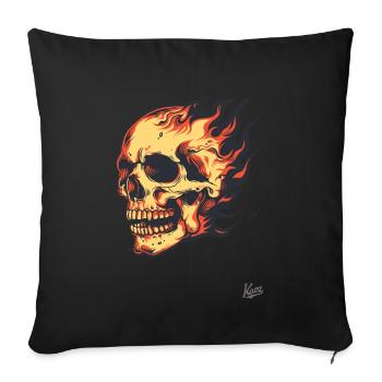 Burning skull - Sofa pillow with filling 45cm x 45cm - black - Front