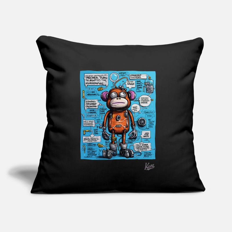 Funny, funky robot monkey Sofa pillow with filling 45cm x 45cm