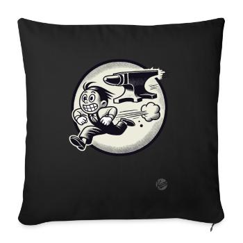Retro Cartoon: Running Away From Problems And Anvil - Sofa pillow with filling 45cm x 45cm - black - Front