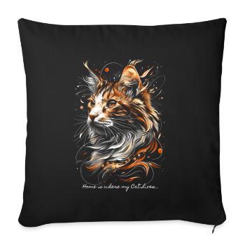 Home is where my Cat lives... - Sofa pillow with filling 45cm x 45cm - black - Front
