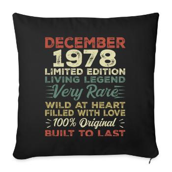 Décembre 1978 - anniversaire Décembre 1978 année - Coussin et housse de 45 x 45 cm - noir - Devant
