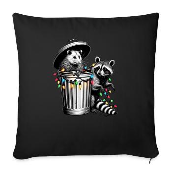 Merry Trashmas Waschbär und Possum - Sofakissen mit Füllung 45 x 45 cm - Schwarz - Vorne