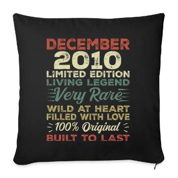 December 2010 - Birthday December 2010 year - Sofa pillow with filling 45cm x 45cm - black - Front