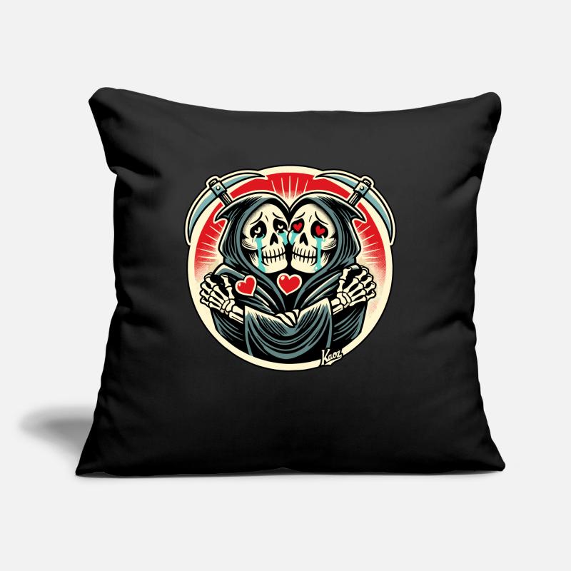 Grim Reaper twins crying and hugging each other Sofa pillow with filling 45cm x 45cm