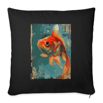 Poisson rouge japonais - Coussin et housse de 45 x 45 cm - noir - Devant