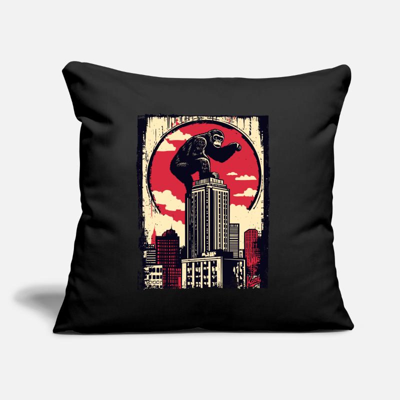 Funny chimpanzee climbs skyscraper Sofa pillow with filling 45cm x 45cm