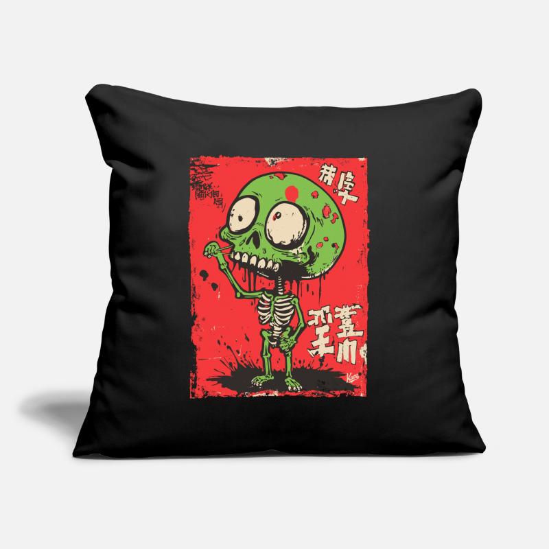 Mignon squelette de zombie vert Coussin et housse de 45 x 45 cm