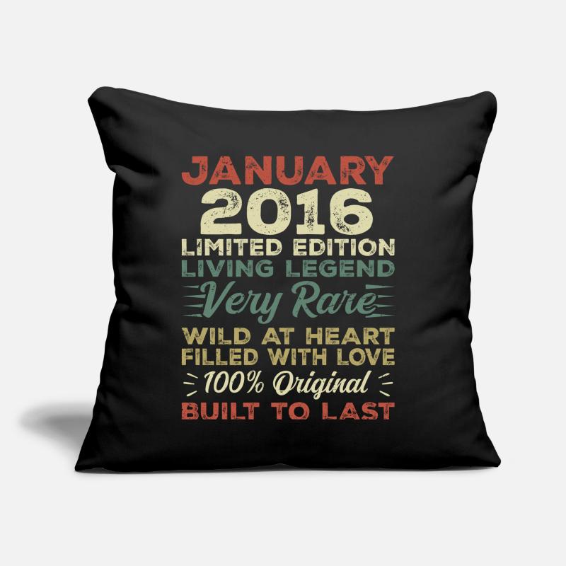 Janvier 2016 Anniversaire - Janvier 2016, Janvier 2016 Coussin et housse de 45 x 45 cm