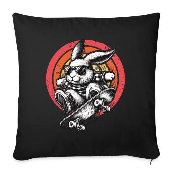 Lapin patineur - Coussin et housse de 45 x 45 cm - noir - Devant