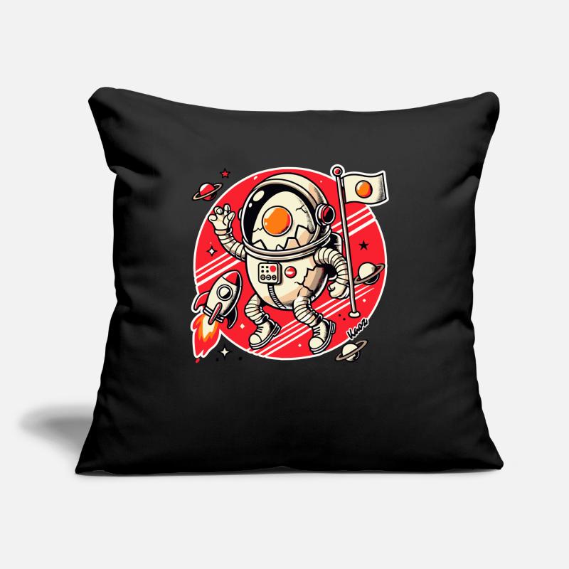 Oeuf d’astronaute avec fusée dans l’espace avec planète Coussin et housse de 45 x 45 cm