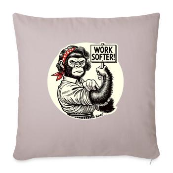 Strong gorilla woman: Work softer - Sofa pillow with filling 45cm x 45cm - light taupe - Front