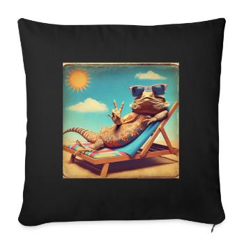 Bartagame - Bearded Dragon Geschenk - Sofakissen mit Füllung 45 x 45 cm - Schwarz - Vorne