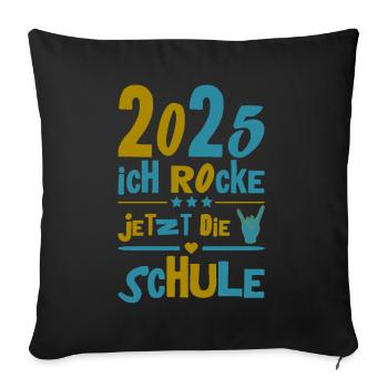 Écolier 2025 Inscription des jeunes filles à l’école 2025 Décoration - Coussin et housse de 45 x 45 cm - noir - Devant