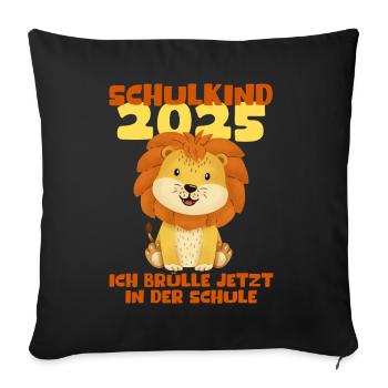 Écolier 2025 Inscription des jeunes filles à l’école 2025 Décoration - Coussin et housse de 45 x 45 cm - noir - Devant