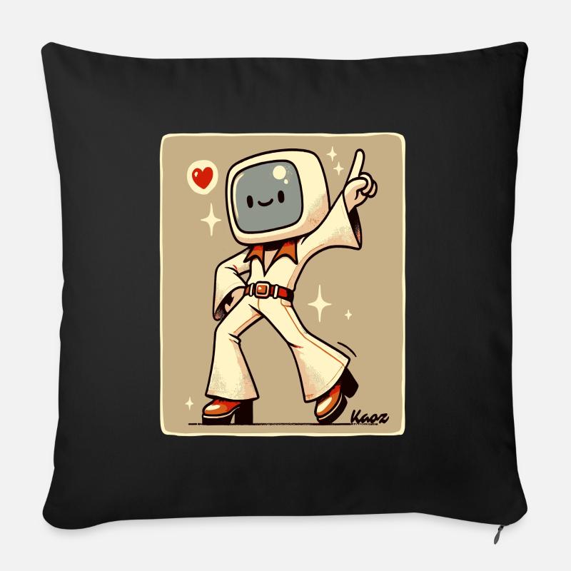 70s Retro Style Tanzfläche: Disco Tänzer - Sofakissen mit Füllung 45 x 45 cm - Schwarz