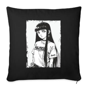 Japanese Cartoon Girl and Politics - Sofa pillow with filling 45cm x 45cm - black - Front
