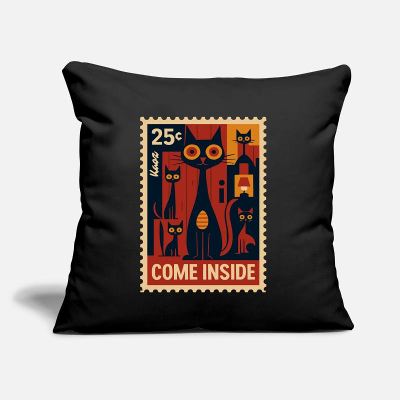 Timbre-poste avec des chats dans le style de l’art déco Coussin et housse de 45 x 45 cm