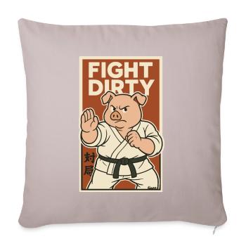 Karate Kampfschwein – Kämpfe schmutzig - Sofakissen mit Füllung 45 x 45 cm - helles Taupe - Vorne