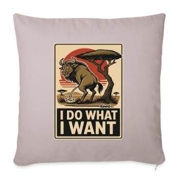 Wildebeest does what it wants – mark territory - Sofa pillow with filling 45cm x 45cm - light taupe - Front