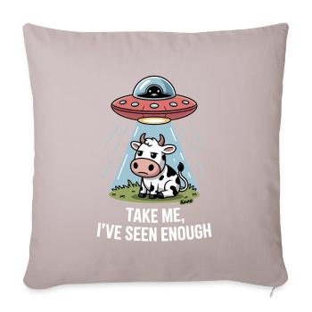 Vache avec OVNI et faisceau lumineux Enlèvement extraterrestre - Coussin et housse de 45 x 45 cm - taupe clair - Devant