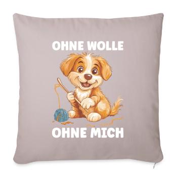 Funny Saying Crochet Knitting Wool Sewing - Sofa pillow with filling 45cm x 45cm - light taupe - Front