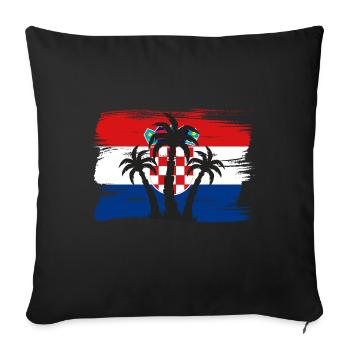 Croatia Flag Adriatic Sea Zagreb Croatian Flag - Sofa pillow with filling 45cm x 45cm - black - Front