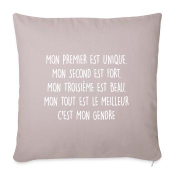My son-in-law is handsome - Sofa pillow with filling 45cm x 45cm - light taupe - Front