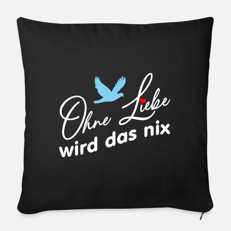 Ohne Liebe wird das nichts Friedenstaube und Herz - Sofakissen mit Füllung 45 x 45 cm - Schwarz