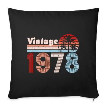 Millésime 1978 Palmiers Rétro Anniversaire - Coussin et housse de 45 x 45 cm - noir - Devant