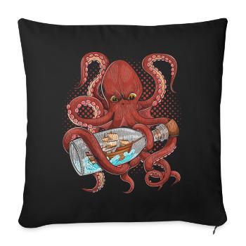 Krake Geschenk Meer Oktopus - Sofakissen mit Füllung 45 x 45 cm - Schwarz - Vorne