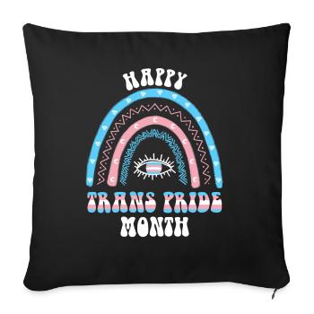 Rainbow Happy Trans Pride Mois Transgenre - Coussin et housse de 45 x 45 cm - noir - Devant