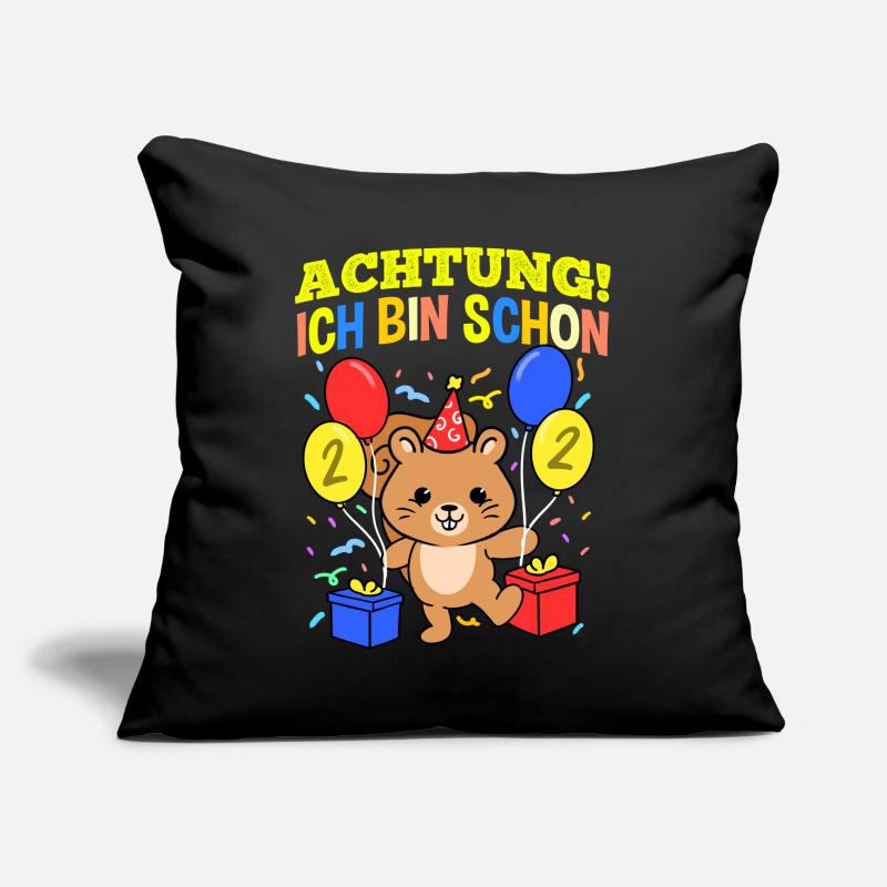 Achtung Ich Bin Schon 2 Geburtstag Eichhörnchen Sofakissen mit Füllung 45 x 45 cm