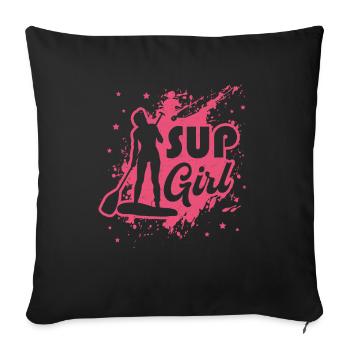 SUP Girl Standup Paddelbrett - Sofakissen mit Füllung 45 x 45 cm - Schwarz - Vorne