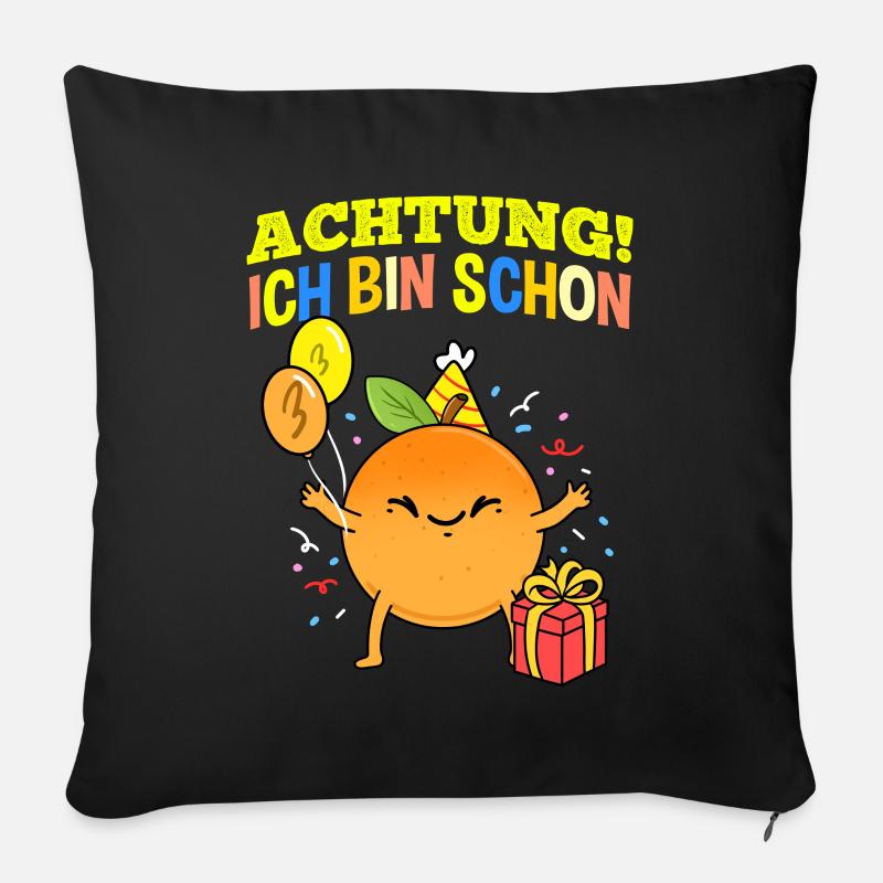 Achtung Ich Bin Schon 3 Geburtstag Orange - Sofakissen mit Füllung 45 x 45 cm - Schwarz