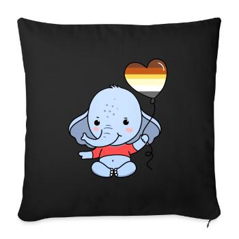 Elefant Herzballon Gay Bear Pride - Sofakissen mit Füllung 45 x 45 cm - Schwarz - Vorne