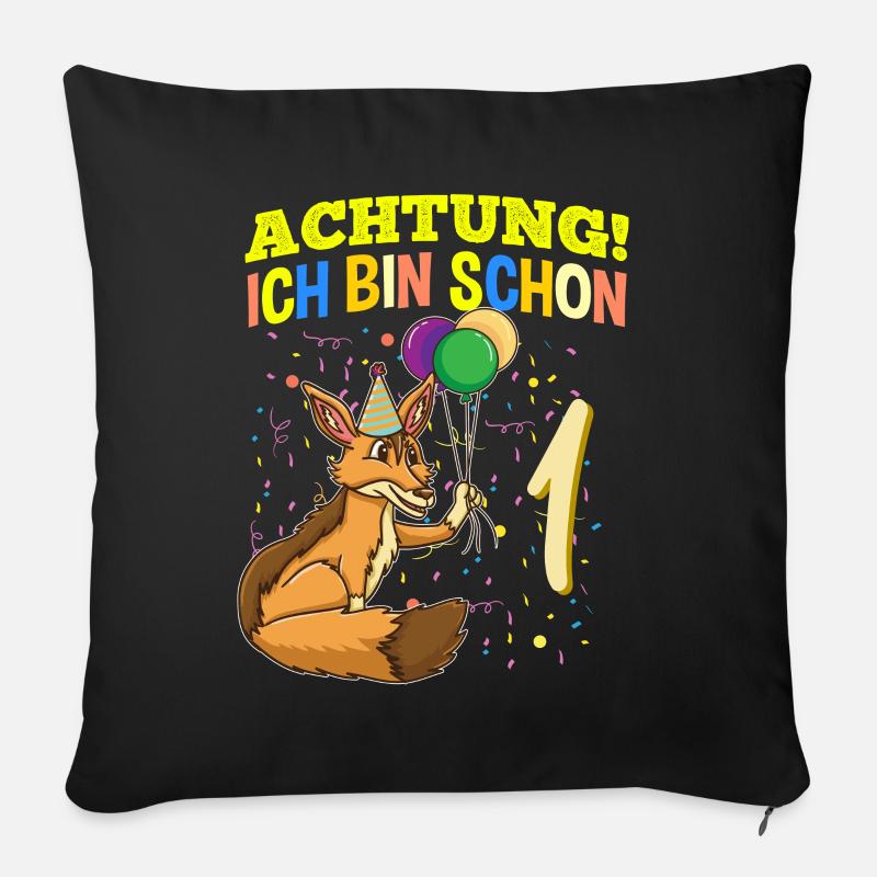 Achtung Ich Bin Schon 1 Tier Geburtstag Schakal - Sofakissen mit Füllung 45 x 45 cm - Schwarz