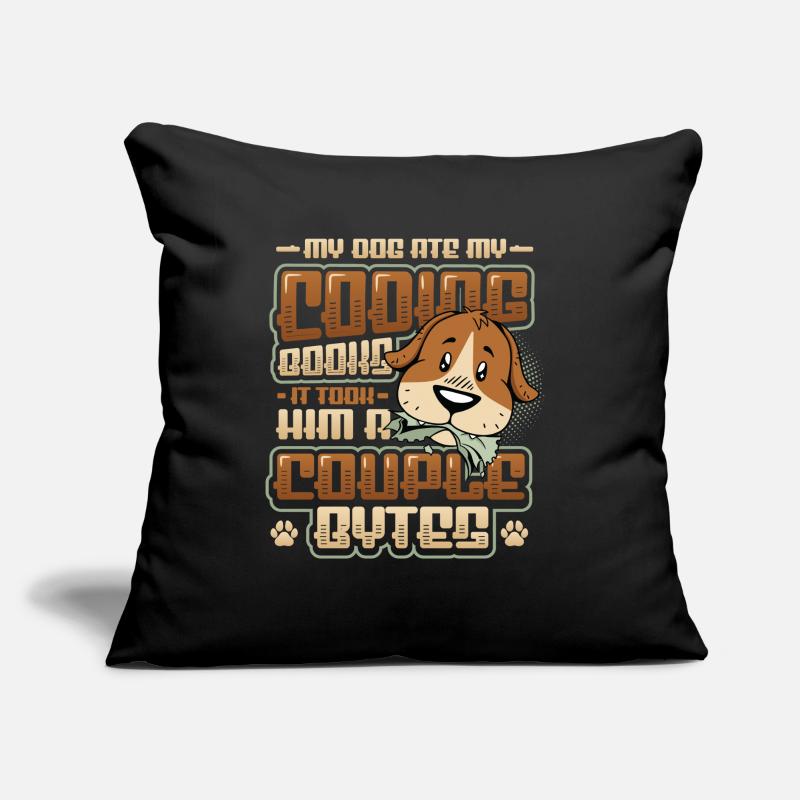 Dog Bytes Code Programmation de blagues informatiques Coussin et housse de 45 x 45 cm