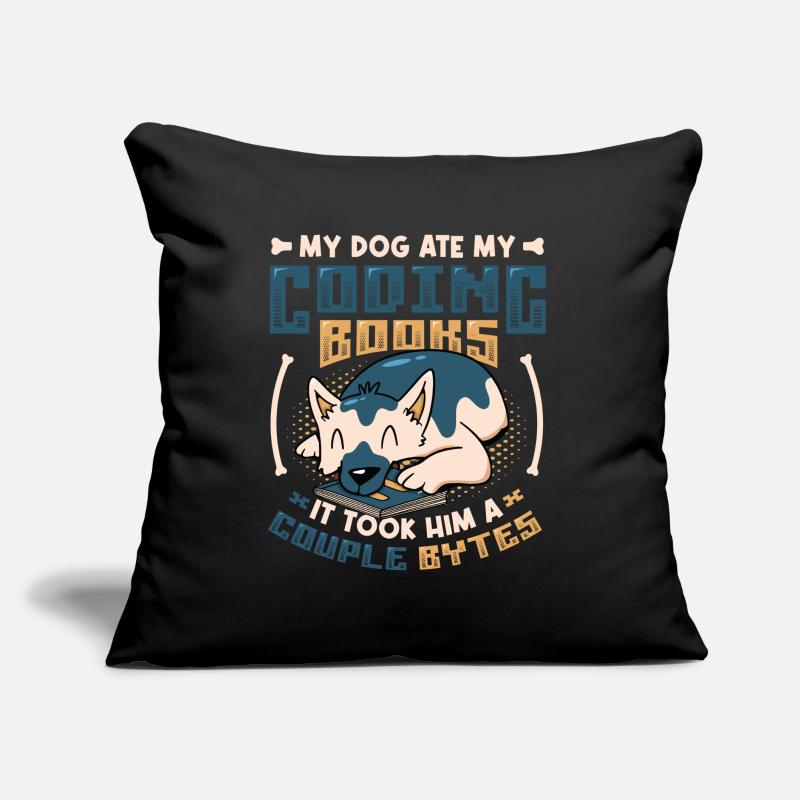 Dog Bytes Code Programmation de blagues informatiques Coussin et housse de 45 x 45 cm