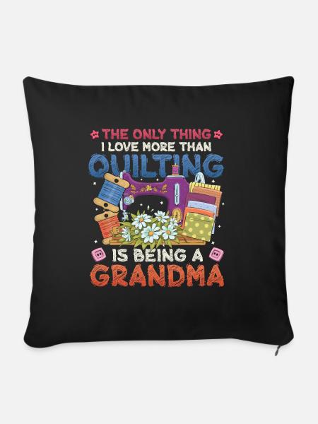 Nähen Quilter Oma Quilten - Sofakissen mit Füllung 45 x 45 cm - Schwarz