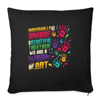 Together we are a work of art, preschool teacher - Sofa pillow with filling 45cm x 45cm - black - Front