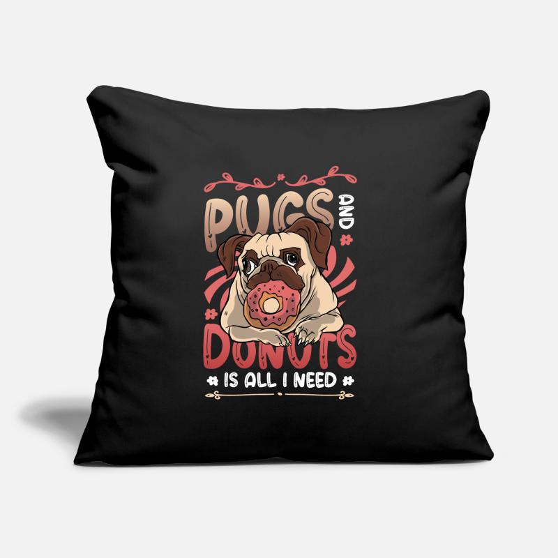 Mops, Donut, Lover. Sofakissen mit Füllung 45 x 45 cm