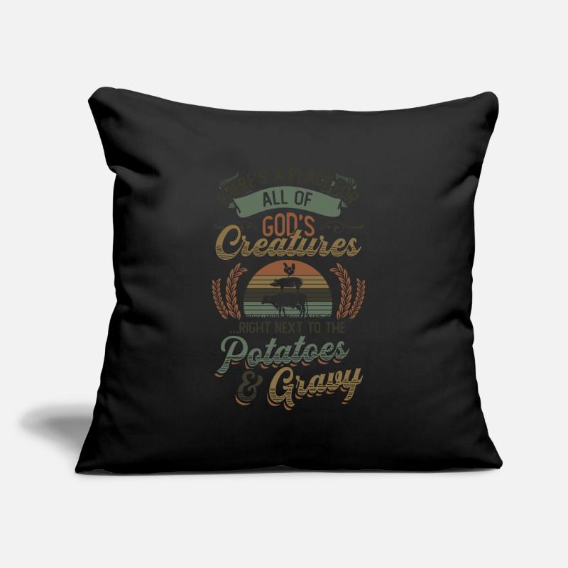 Creatures next to potatoes and gravy. Sofa pillow with filling 45cm x 45cm