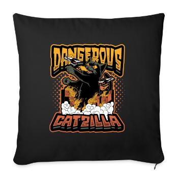 Dangerous Catzilla - Sofa pillow with filling 45cm x 45cm - black - Front