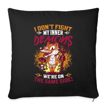J’aime mes démons intérieurs, l’humour gothique. - Coussin et housse de 45 x 45 cm - noir - Devant