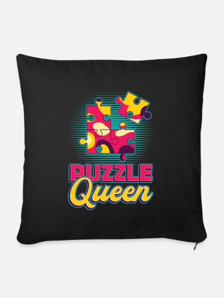 Puzzle Queen, Puzzlespiel - Sofakissen mit Füllung 45 x 45 cm - Schwarz